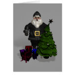 Santa Claus In Black Leather Cards