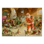 Santa Claus in the North Pole Reindeer Stables Greeting Cards