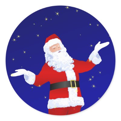 Santa Claus Inviting Round Sticker by Lidusik