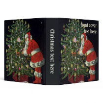 Santa Claus Lighting Candles on the Christmas Tree 3 Ring Binders