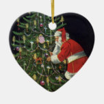 Santa Claus Lighting Candles on the Christmas Tree Christmas Ornaments