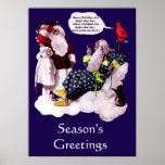 SANTA CLAUS ,LITTLE ANGEL & MERLIN Christmas Party Print