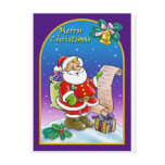 Santa Claus looking at Christmas Wish List Postcard