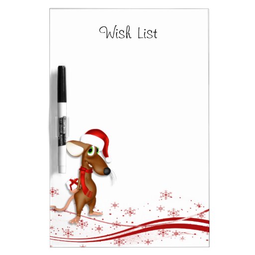 Santa Claus Mouse Wish List Dry Erase Whiteboards