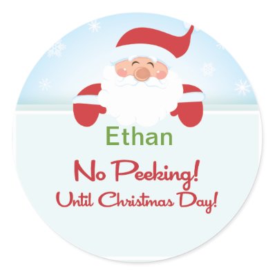 Santa Claus No Peeking Until Christmas Sticker