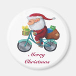 Santa Claus on Bicycle Refrigerator Magnet