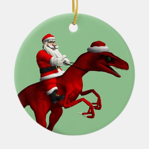 santa claus on dinosaur double sided ceramic round santa claus on dinosaur double sided ceramic round
