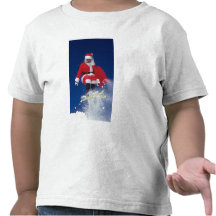 Santa Claus on skis jumping off a cornice at T-shirt