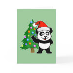 This cute Christmas design has our darling panda bear dressed up in a Santa hat! Panda is ready for the holidays with his big smile and cute Christmas tree!