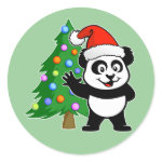 This cute Christmas design has our darling panda bear dressed up in a Santa hat! Panda is ready for the holidays with his big smile and cute Christmas tree!