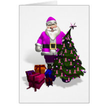 Santa Claus Pink Ribbons Cards
