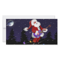Santa Claus Playing Electric Guitar photo cards