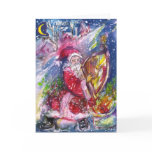 SANTA CLAUS PLAYING HARP IN THE MOONLIGHT GREETING CARD