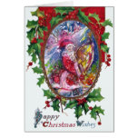 SANTA CLAUS PLAYING HARP IN THE MOONLIGHT GREETING CARD