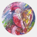 SANTA CLAUS PLAYING HARP IN THE MOONLIGHT STICKER