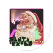 Santa Claus Raves - Funny Santa Raver stickers by dustyvinyldesign Santa Claus Raves - Funny Santa Raver stickers