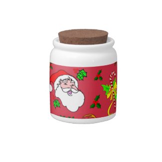 Santa Claus – Reindeer & Candy Canes Candy Jar