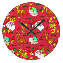 Santa Claus – Reindeer & Candy Canes Clock wall clocks