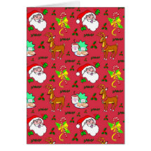 Santa Claus – Reindeer & Candy Canes Greeting Card