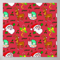 Santa Claus – Reindeer & Candy Canes Posters