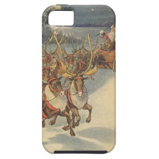 Santa Claus Reindeer Delivering Toys Christmas Eve iPhone 5 Cover