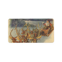 Santa Claus Reindeer Delivering Toys Christmas Eve Address Label