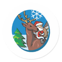 Santa Claus Rides Reindeer stickers