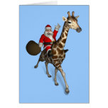 Santa Claus Riding A Giraffe Greeting Card