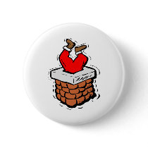 Santa Claus Stuck In Chimney buttons by ChristmasStamps Santa Claus Stuck In Chimney buttons