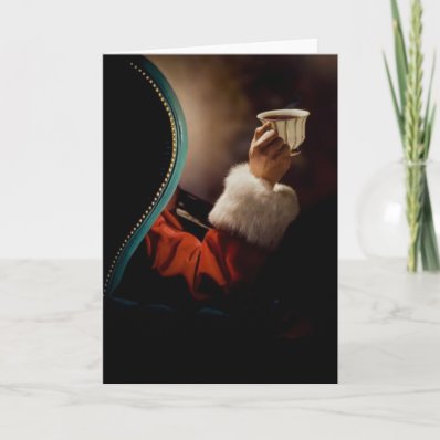 Santa Claus taking a break on Christmas Eve Cards