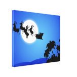 Santa Claus Tropical Christmas Tree Gallery Wrapped Canvas