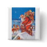 Santa Claus Up on the Rooftop Pinback Button