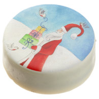 Santa Claus watercolor art Christmas holiday oreos Chocolate Covered Oreo