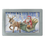 Santa Claus Watercolor Illustrated Belt Buckle