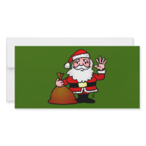 Santa Claus waving photo cards