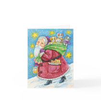 Santa Claus with a Sack Full of Cats for Christmas Cards