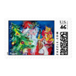 SANTA CLAUS WITH CHRISTMAS TREE AND GIFTS STAMPS