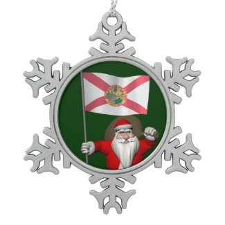 Santa Claus With Ensign Of Florida Ornaments