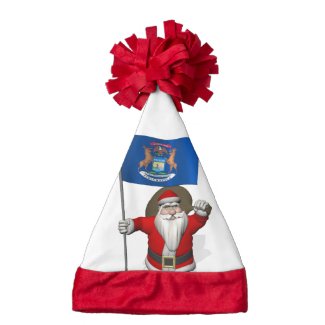 Santa Claus With Ensign Of Michigan Santa Hat
