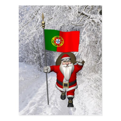 Santa Claus With Ensign Of Portugal Postcard Zazzle