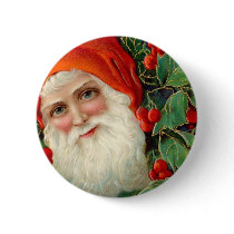 Santa Claus with Holly Christmas buttons by VintageHolidays Santa Claus with Holly Christmas buttons