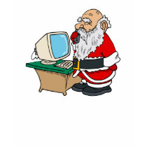 santa claus with phone and computer t shirts