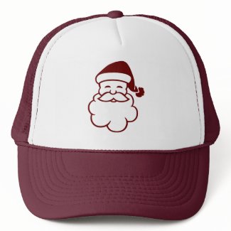 Santa Claus With Red Hat And Beard on Truckers Hat hat