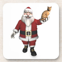 Santa Claus With Red Tabby Coasters