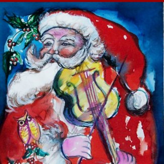 SANTA CLAUS WITH VIOLIN - CHRISTMAS PARTY Ice invitation