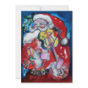 SANTA CLAUS WITH VIOLIN, CHRISTMAS PARTY invitations