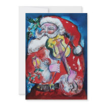 SANTA CLAUS WITH VIOLIN, CHRISTMAS PARTY invitations