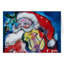 SANTA CLAUS WITH VIOLIN GREETING CARD