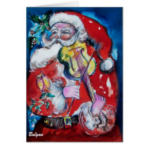 SANTA CLAUS WITH VIOLIN GREETING CARDS