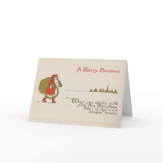 Santa Claus with Wreath Christmas Card card